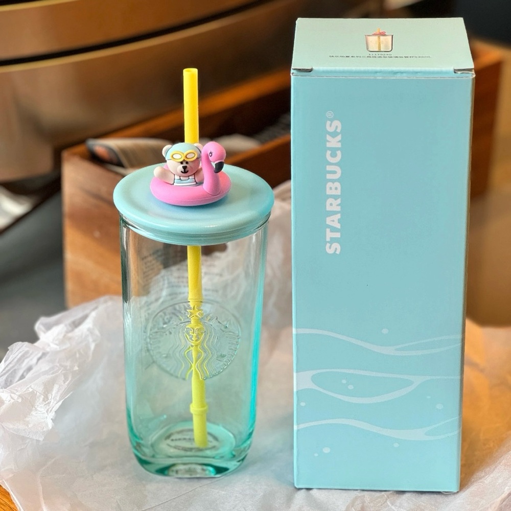 Starbucks China 18oz Happy Summer Flamingo Triangle Glass Cup